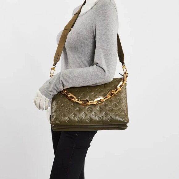 Louis Vuitton Green Monogram Embossed Leather Coussin MM Bag - Picture 2 of 12